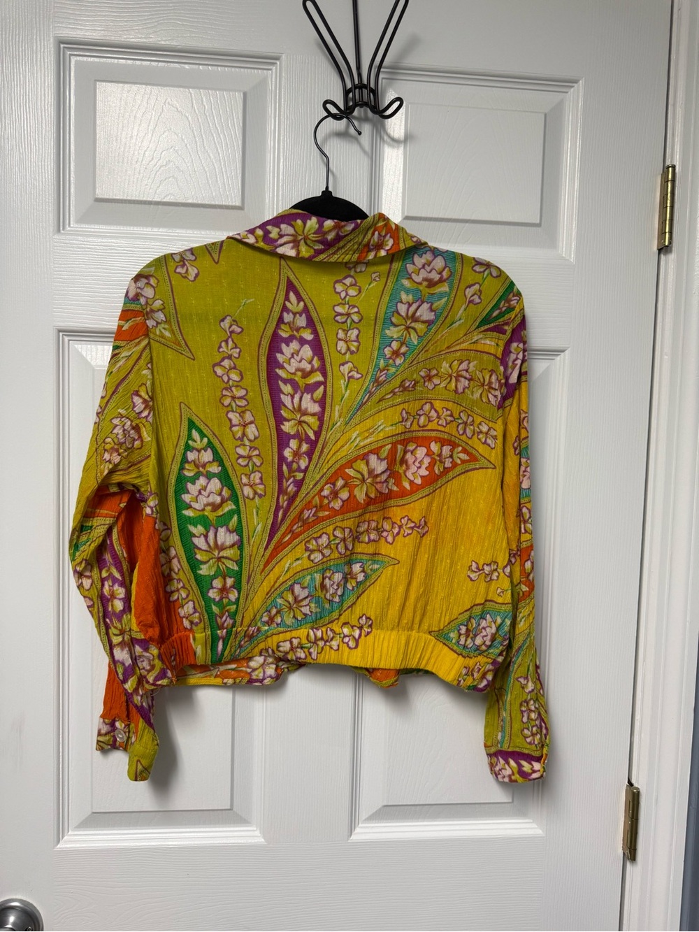 Haute Hippie Orange Floral Collared Wrap Jacket - Picture 4 of 6